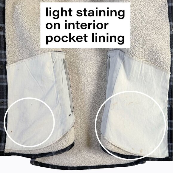 TeamLTD Mens Sherpa Lumberjacket Shacket SzM Flannel Plaid Cotton Workwear Chore - Picture 7 of 10